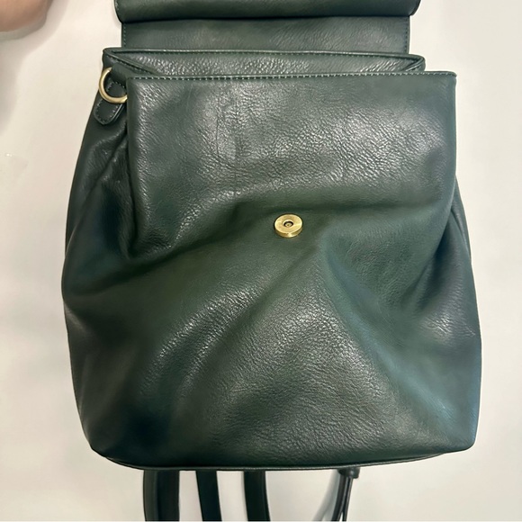 Antik Kraft Dark Green Leather Adjustable Backpack Bag Purse - Picture 5 of 11